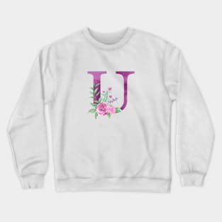 Floral Monogram U Beautiful Rose Bouquet Crewneck Sweatshirt